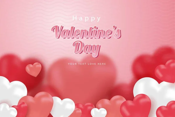 Happy Valentine Day Banners Sale Promotion Discount Realistic Style Editable — Stock Vector