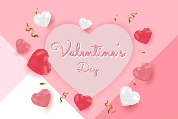 Happy Valentijnsdag Banners Verkoop Promotie Korting Realistische Stijl Met Bewerkbare — Stockvector