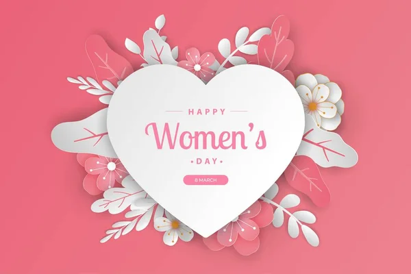 Feliz Dia Das Mulheres Banners Ilustração Amor Papel Cortado Estilo — Vetor de Stock