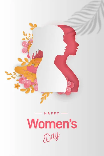 Gelukkige Vrouwen Dag Banners Illustratie Liefde Papier Gesneden Kunst Stijl — Stockvector