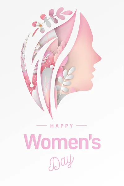 Glücklich Frauentag Banner Illustration Liebe Papier Geschnitten Kunststil Premium Vektor — Stockvektor
