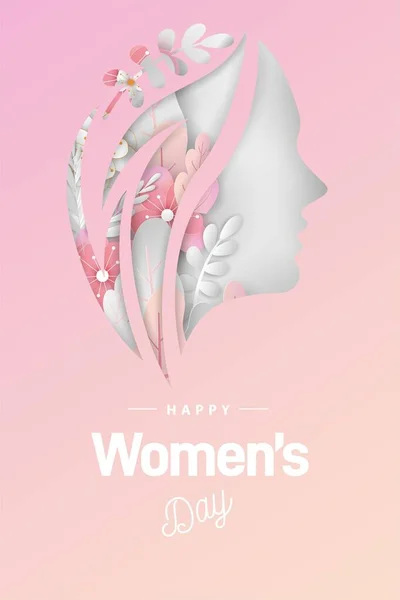 Gelukkige Vrouwen Dag Banners Illustratie Liefde Papier Gesneden Kunst Stijl — Stockvector