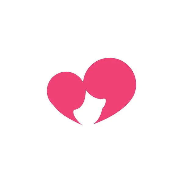 Logo Girl Face Woman Love Heart Business Beauty Vector Icon — 스톡 벡터