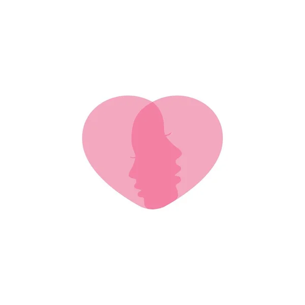 Logo Girl Face Woman Love Heart Business Beauty Vector Icon — 스톡 벡터