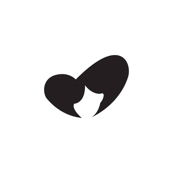Logo Fille Visage Femme Amour Coeur Entreprise Beauté Vectoriel Icône — Image vectorielle