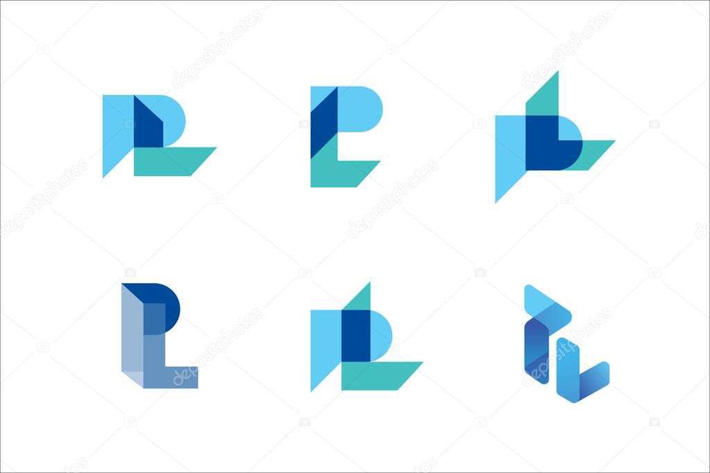 Logo initial letter pl modern digital P L pay later technology