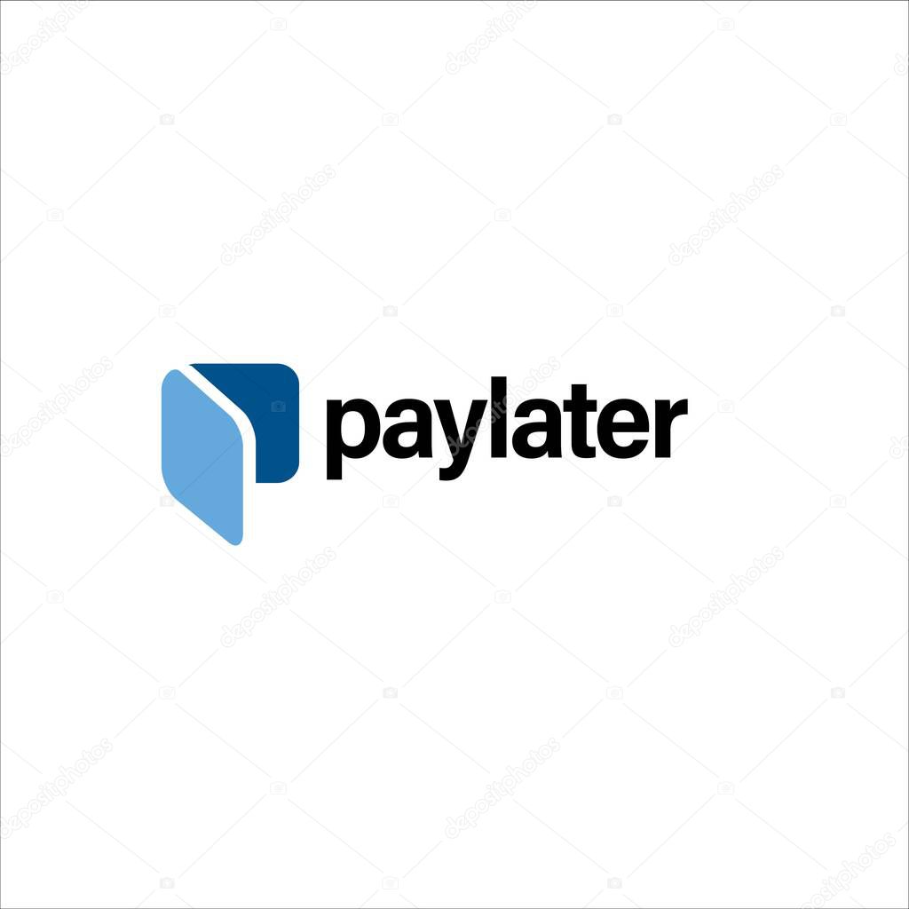 Logo initial letter p modern digital pay later technology wallet money