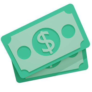 Dolar parası 3D görüntüleme seti izole edildi