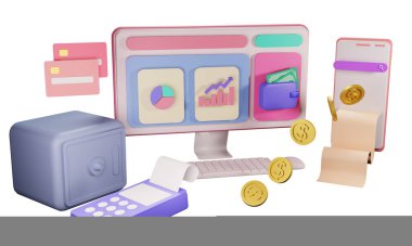 İniş sayfası 3D görüntüleme için finans ve SEO veya ödeme verileri izole edildi