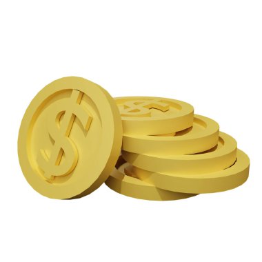 Dolar madeni para 3D görüntüleme seti izole edildi