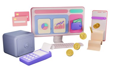 İniş sayfası 3D görüntüleme için finans ve SEO veya ödeme verileri izole edildi