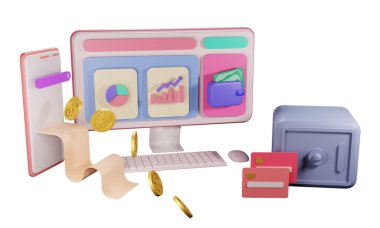 İniş sayfası 3D görüntüleme için finans ve SEO veya ödeme verileri izole edildi