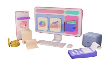İniş sayfası 3D görüntüleme için finans ve SEO veya ödeme verileri izole edildi