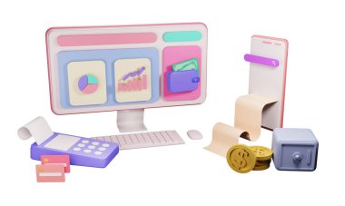 İniş sayfası 3D görüntüleme için finans ve SEO veya ödeme verileri izole edildi