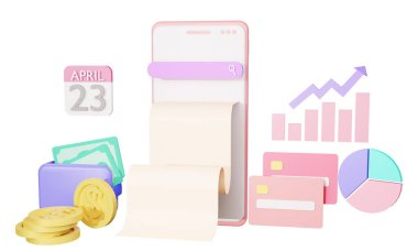 İniş sayfası 3D görüntüleme için finans ve SEO veya ödeme verileri izole edildi