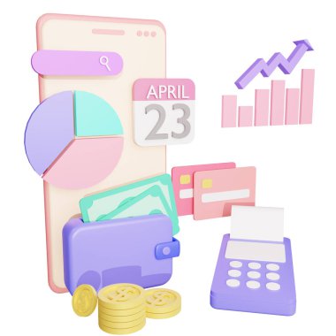 İniş sayfası 3D görüntüleme için finans ve SEO veya ödeme verileri izole edildi