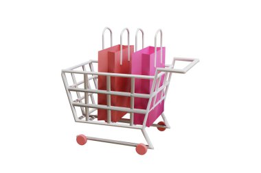 3 boyutlu çizim tramvayı ve alışveriş çantası hediyesi. Birinci sınıf illüstrasyon