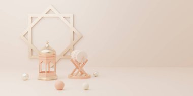 3d rendering Rid al fitr or ramazan sale banner social media instagram post şablon düz illüstrasyon