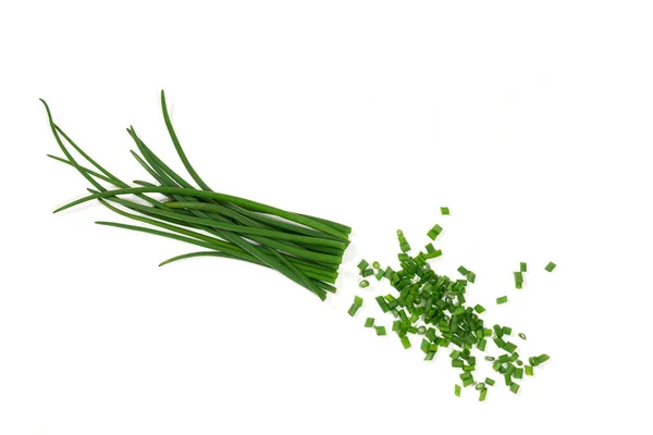 Cebollas Verdes Jóvenes Parcialmente Picadas Las Cebollas Verdes Contienen Vitaminas — Foto de Stock