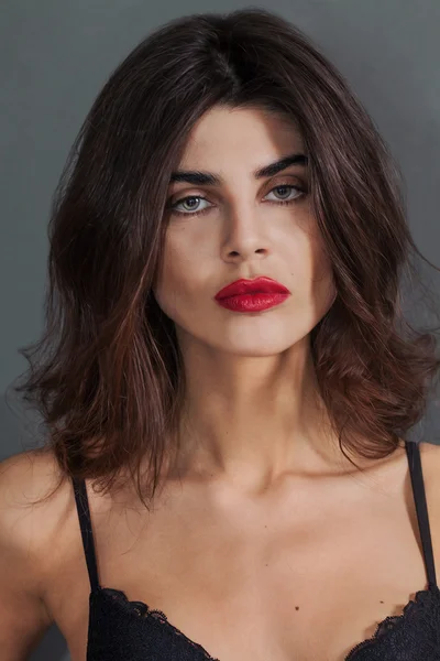 Sexy woman portrait wearing black bra — Stock Photo, Image