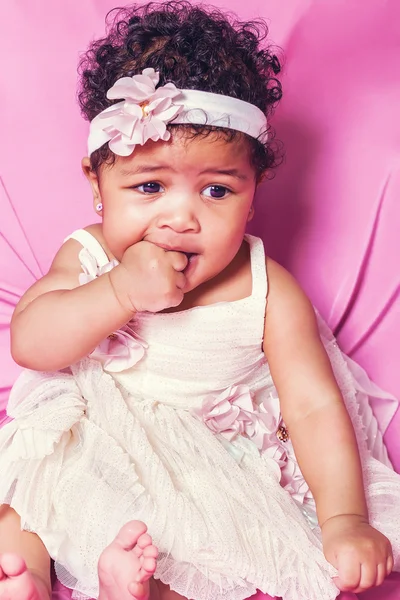 Baby princess portrait wearing floral dress — Stock Photo, Image