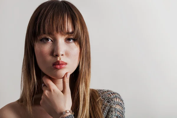 Gorgeous girl portrait with freckles — Stock Photo, Image