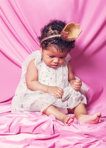 Baby princess portrait wearing little crown — Stock Photo, Image