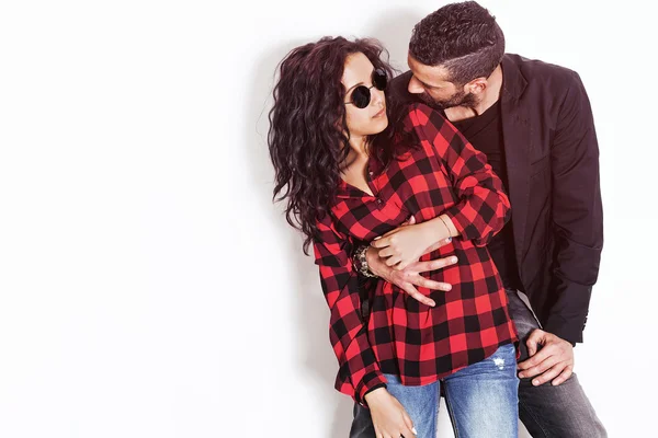 Male portrait holding his girlfriend — Stock Photo, Image