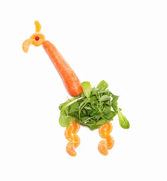 Giraffe made with vegetables and fruit — Stock Photo, Image