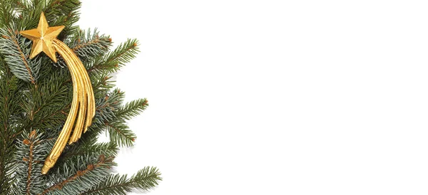 Blank Christmas card with pine needles and comet — Stock Photo, Image