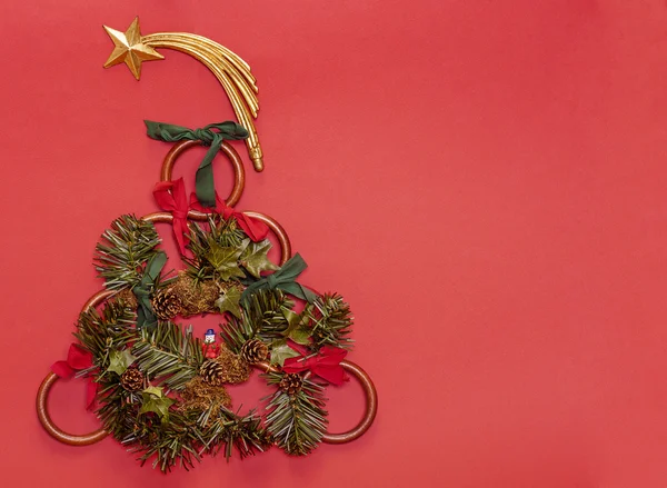 Cartão de Natal com decorações e cometa — Fotografia de Stock