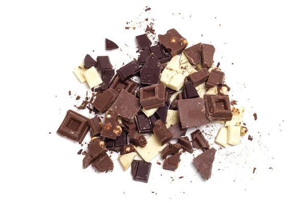 Broken chocolate assortment — Stock Photo, Image