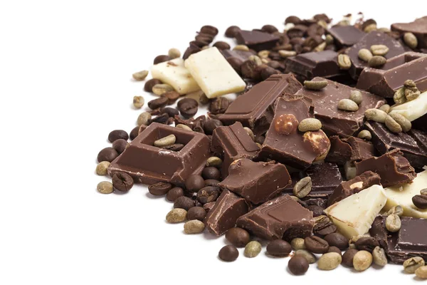 Assortimento di cioccolato con chicchi di caffè — Foto Stock