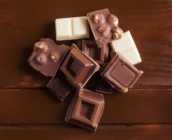 Chocoladestukjes assortiment — Stockfoto