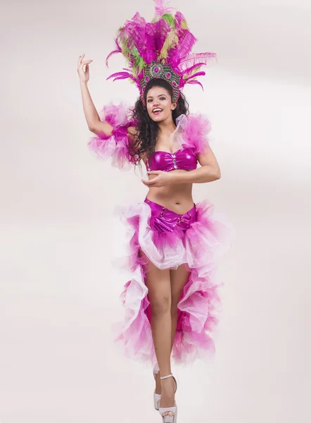 Woman dancing samba and wearing traditional costume — Stock Photo, Image