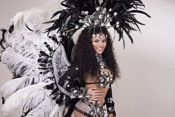 Samba dancer wearing black costume — Stock Photo, Image