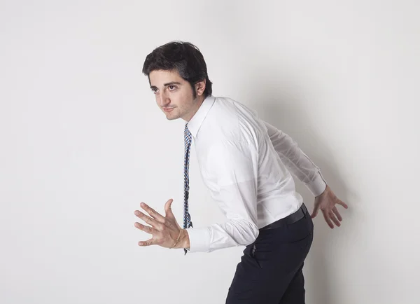 Determined man running towards the future — Stock Photo, Image