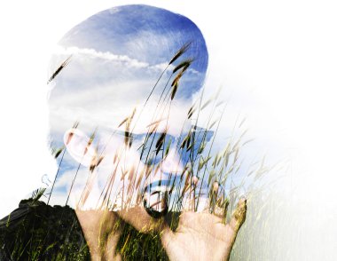 Punk kız çığlık ve buğday çift pozlama