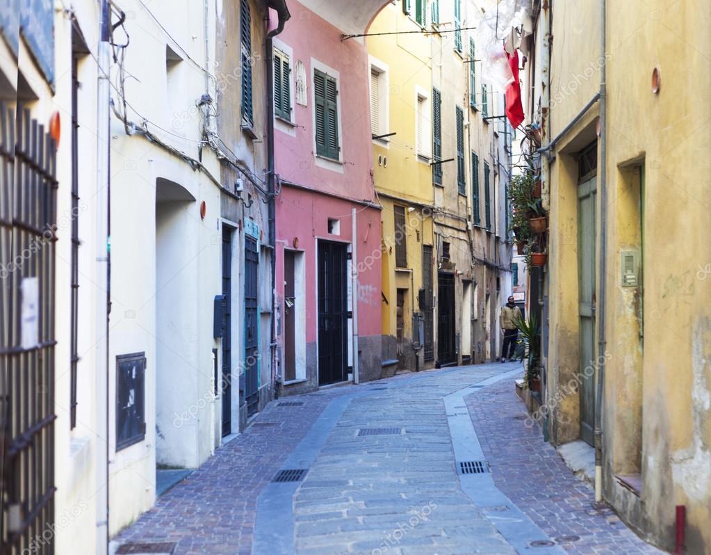 Colorful street in Albissola Marina, Liguria