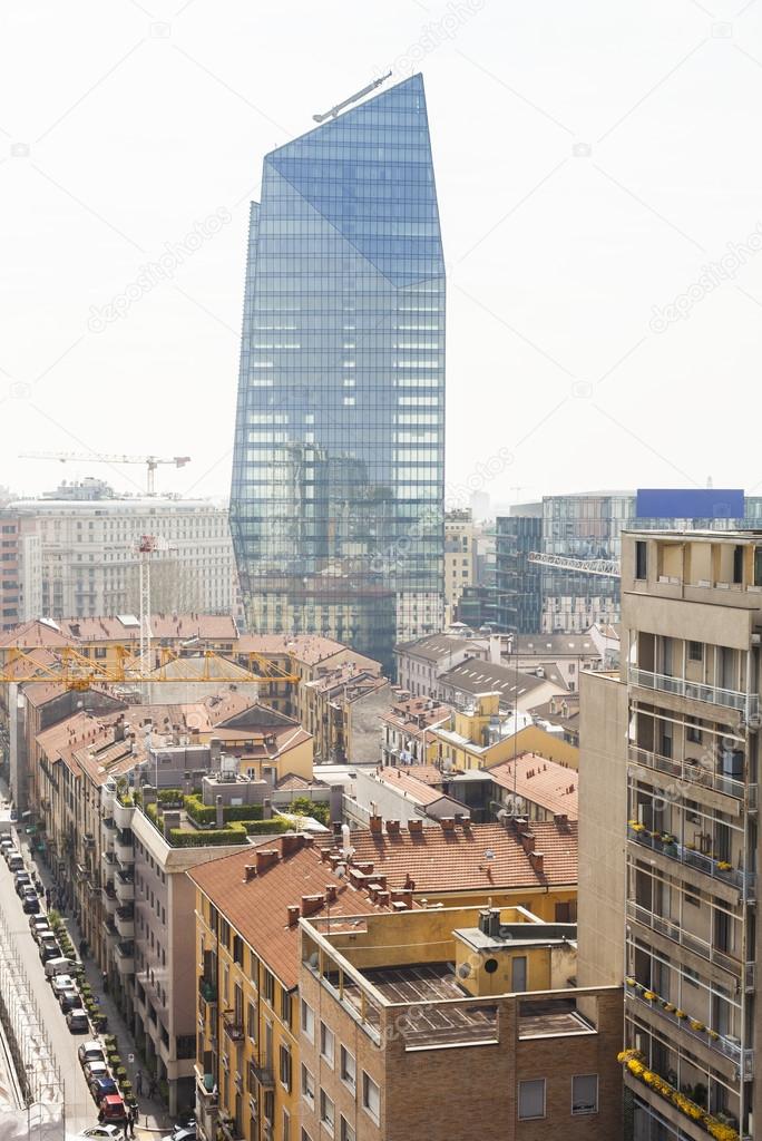 Milan cityscape and Diamond Tower