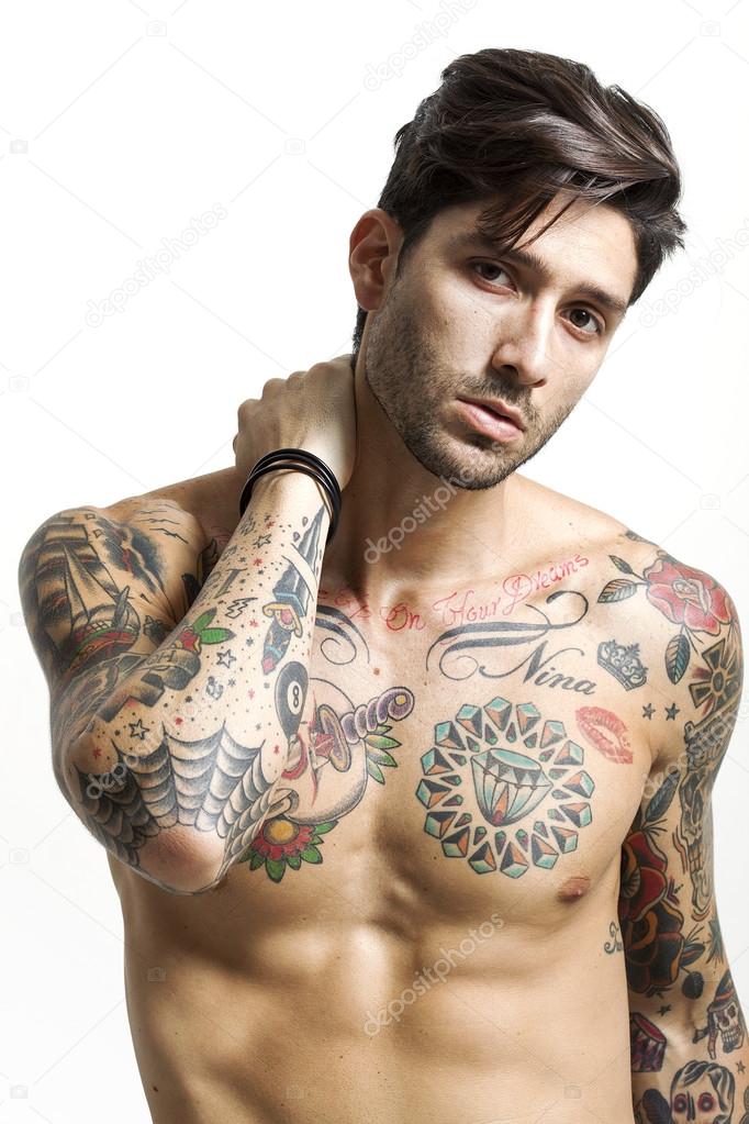 Handsome tattooed man portrait