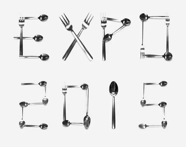 2015 年世博会写的餐具 — 图库照片