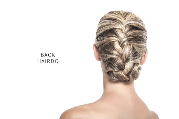 Piękna pleciona fryzurę grzbiet — Zdjęcie stockowe