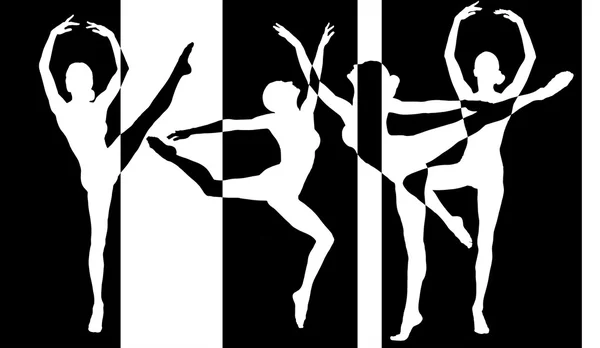 Χορευτής σιλουέτες μαύρο και άσπρο — Φωτογραφία Αρχείου