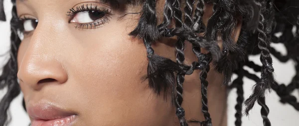 Model with braids closeup letterbox — Stock Photo, Image