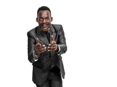 Afrika yakışıklı işadamı portre el hareketi