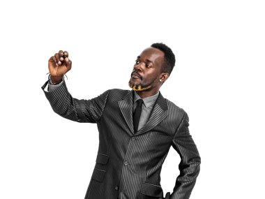 İşadamı portre hayali bo yazılı beyaz arka plan üzerinde