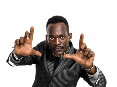 Yakışıklı Afrika işadamı çerçeveleme jest