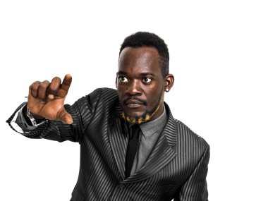 Multimedya kartı ile etkileşim yakışıklı Afrika işadamı