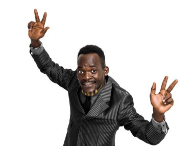 Mutlu ve yakışıklı işadamı portre V giriş yapıyor